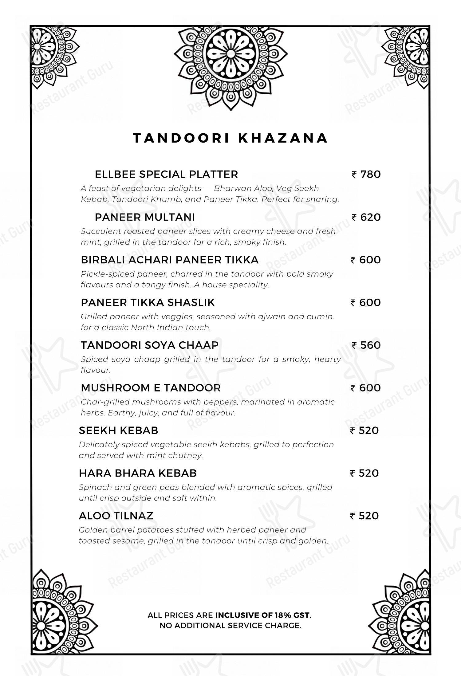Menu for The Sitting Elephant - A Rooftop Restaurant Overlooking River Ganga in Rishikesh