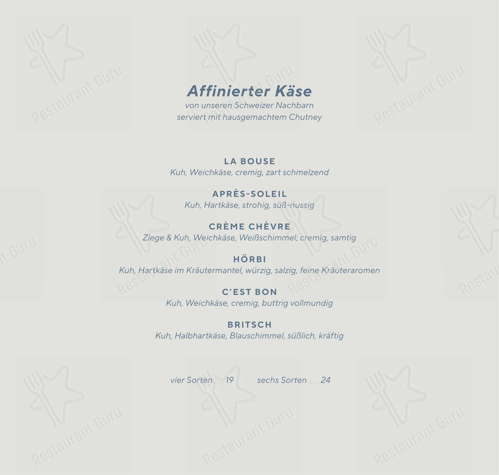 Menu pour Vestibül Restaurant im Burgtheater - Menu bar
