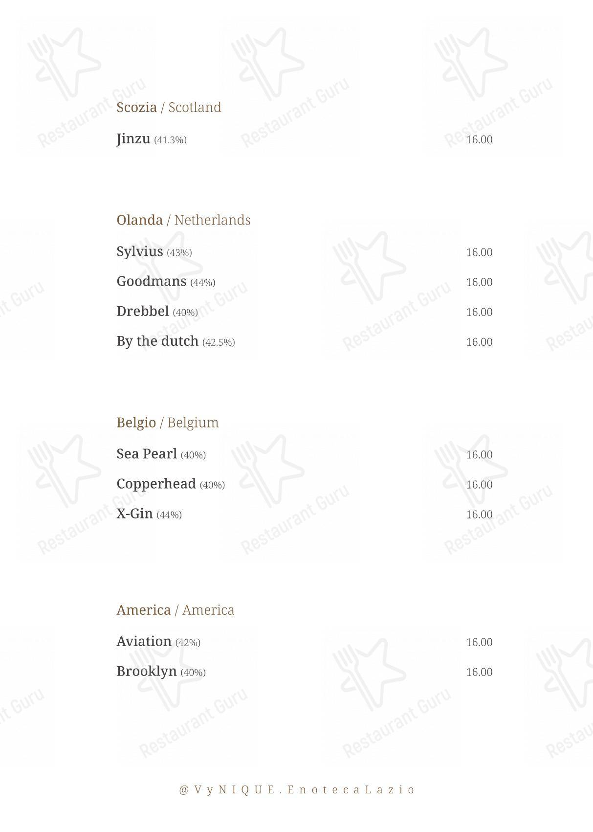 VyNIQUE Enoteca Regionale del Lazio in Roma - 菜单