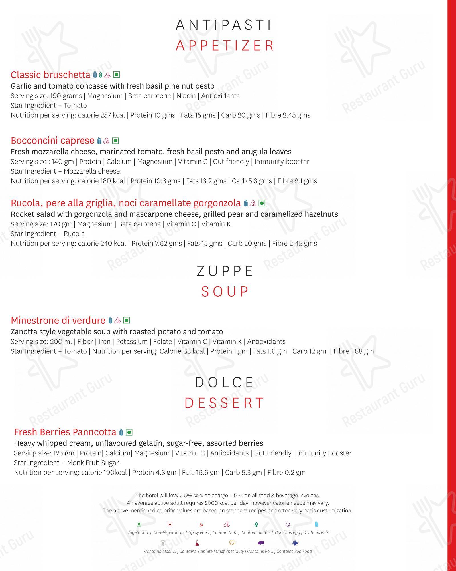 Menu for Zanotta - The Leela Ambience Gurugram in Gurugram