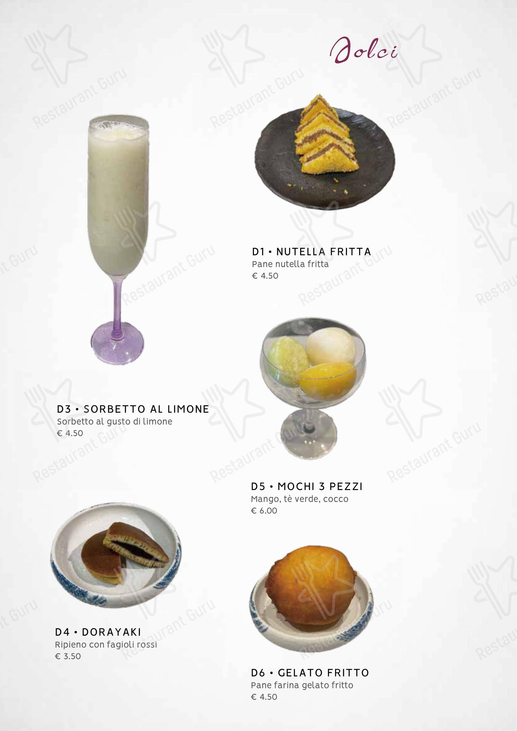 Menu di Zuru sushi - Menu bar