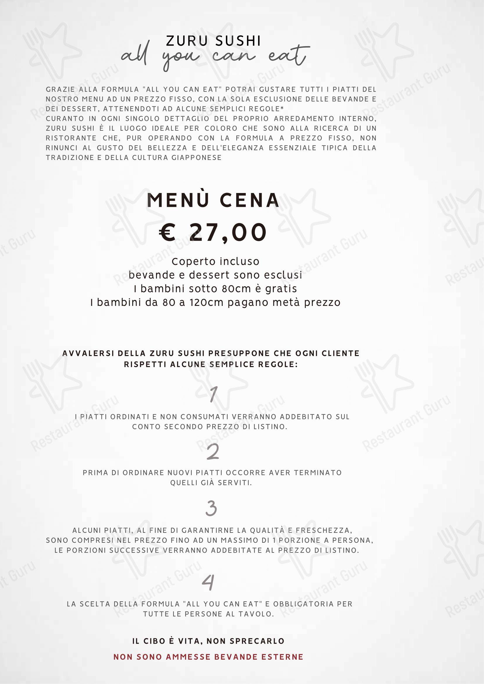 Zuru sushi in Reggio Calabria - Menu bar