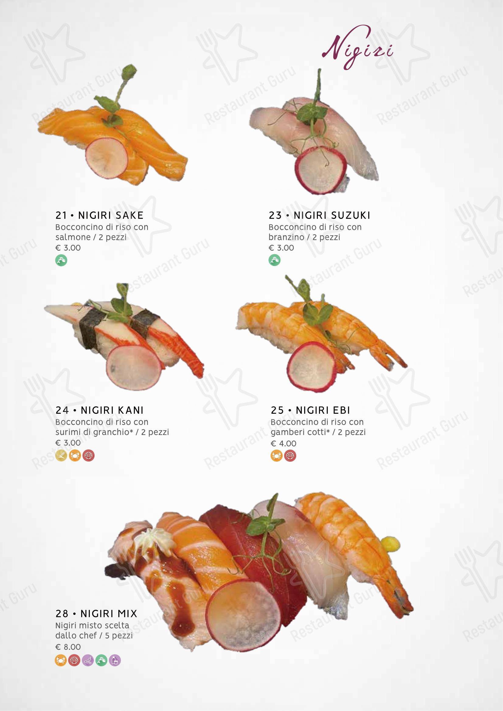 Menu per Zuru sushi ristorante