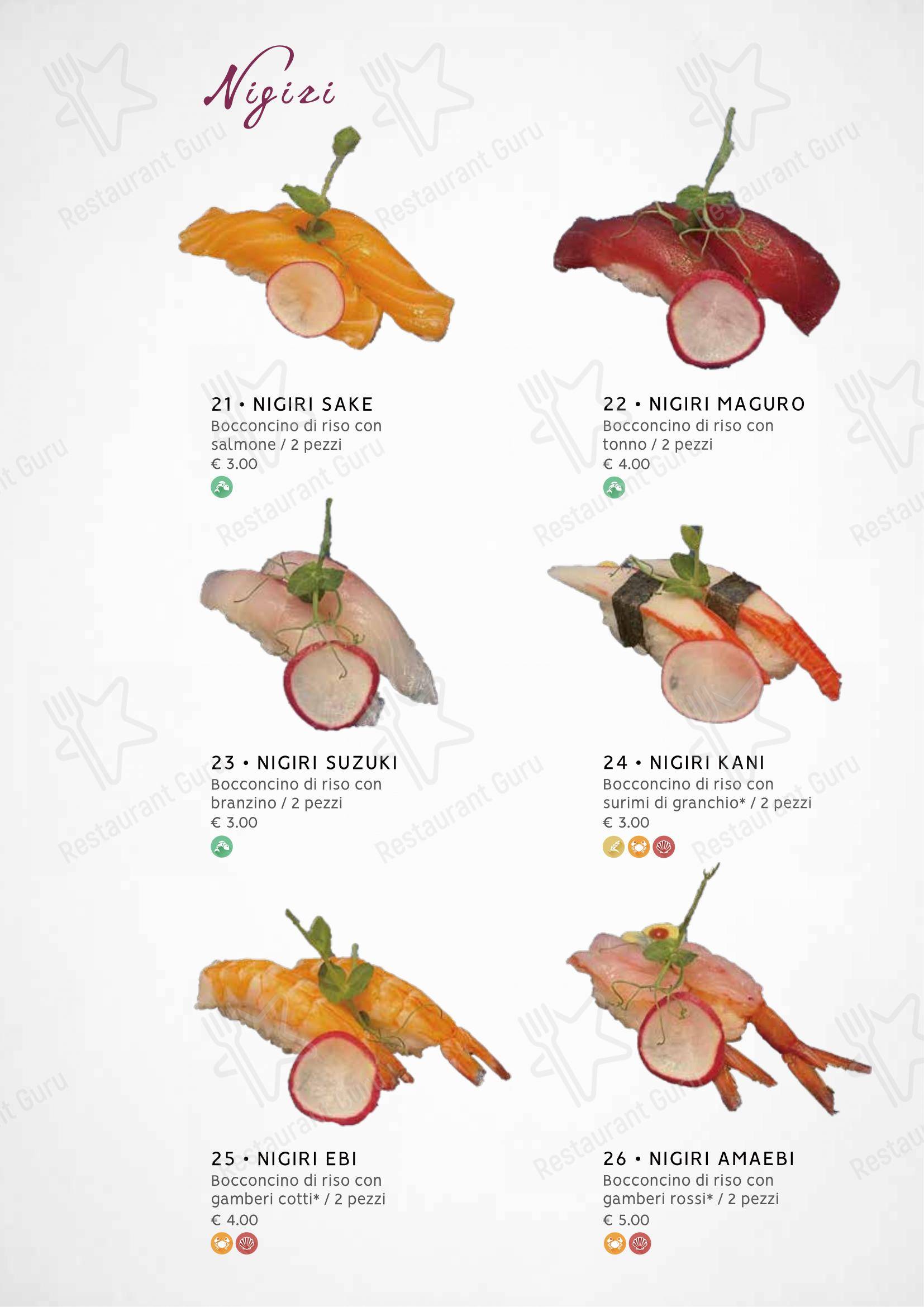 Zuru sushi in Reggio Calabria - Menu bar