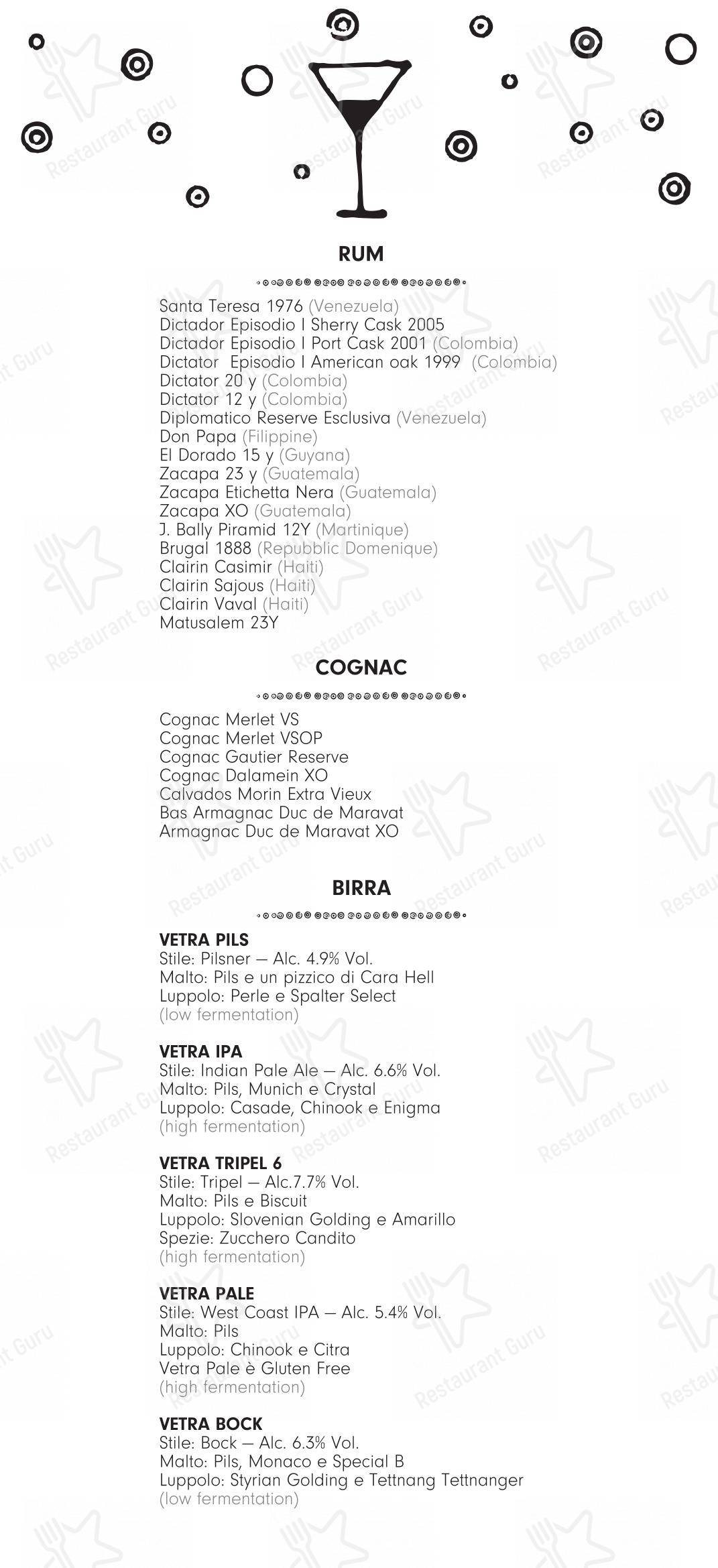 Menu di 10 Corso Como - Ночное меню