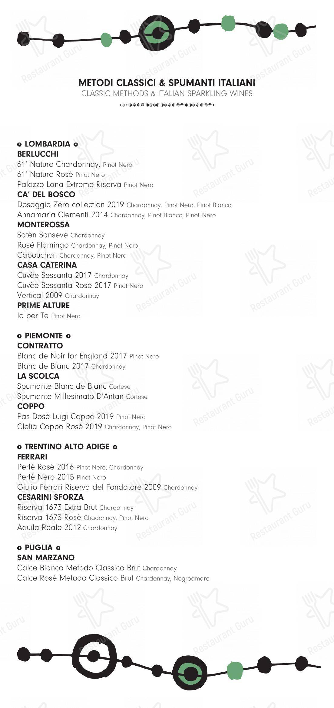 Ночное меню per 10 Corso Como ristorante