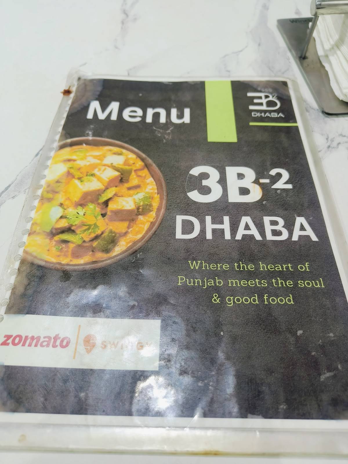 3B-2 Dhaba menu