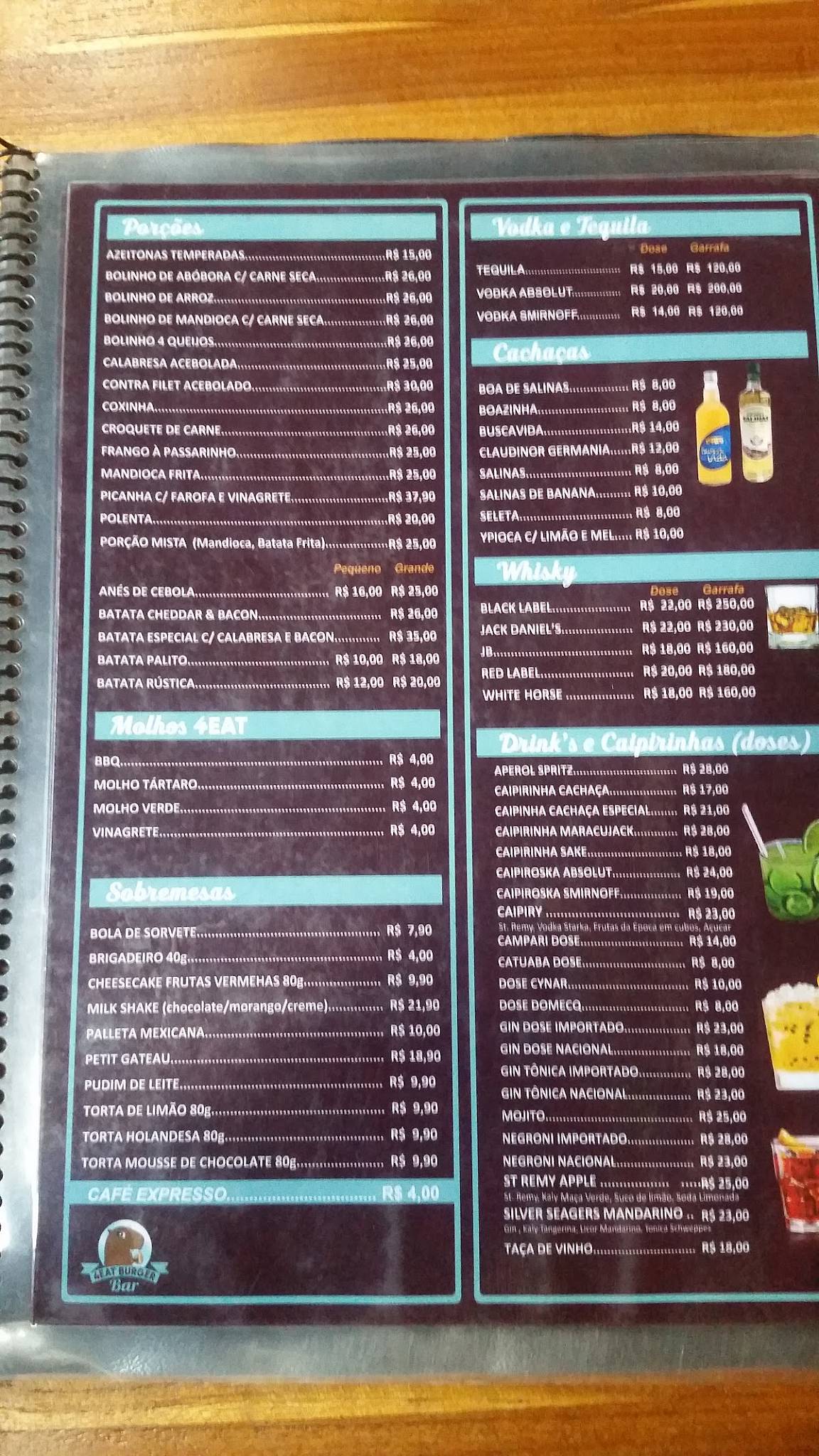 4 Eat Burger Bar -Restaurante , Hamburgueria e Bar -Pinheiros cardápio