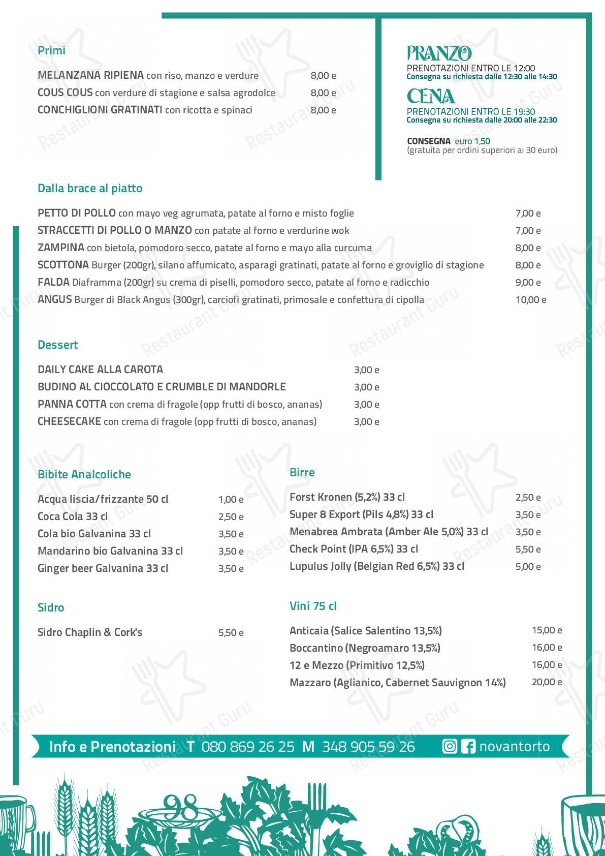 Menu di 98rto on The Farm - piatti e bevande