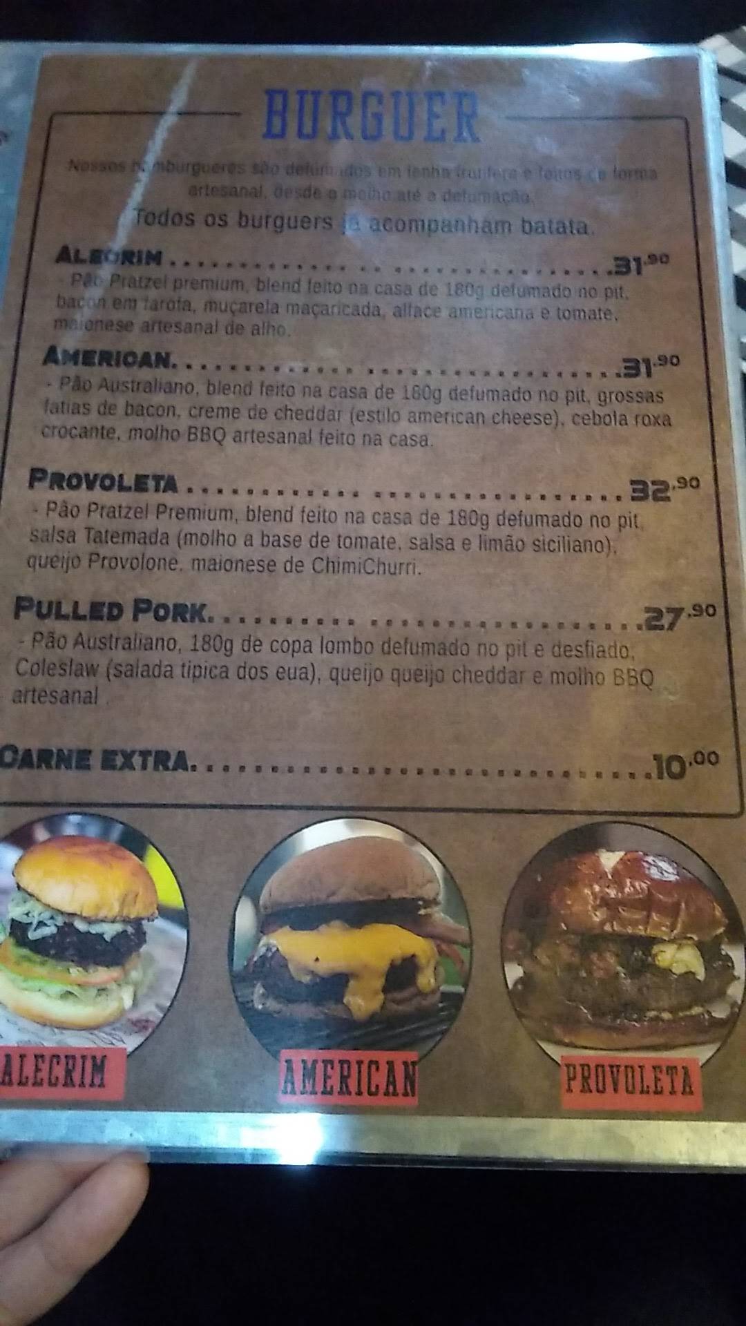 Alecrim Smoke House Guará cardápio