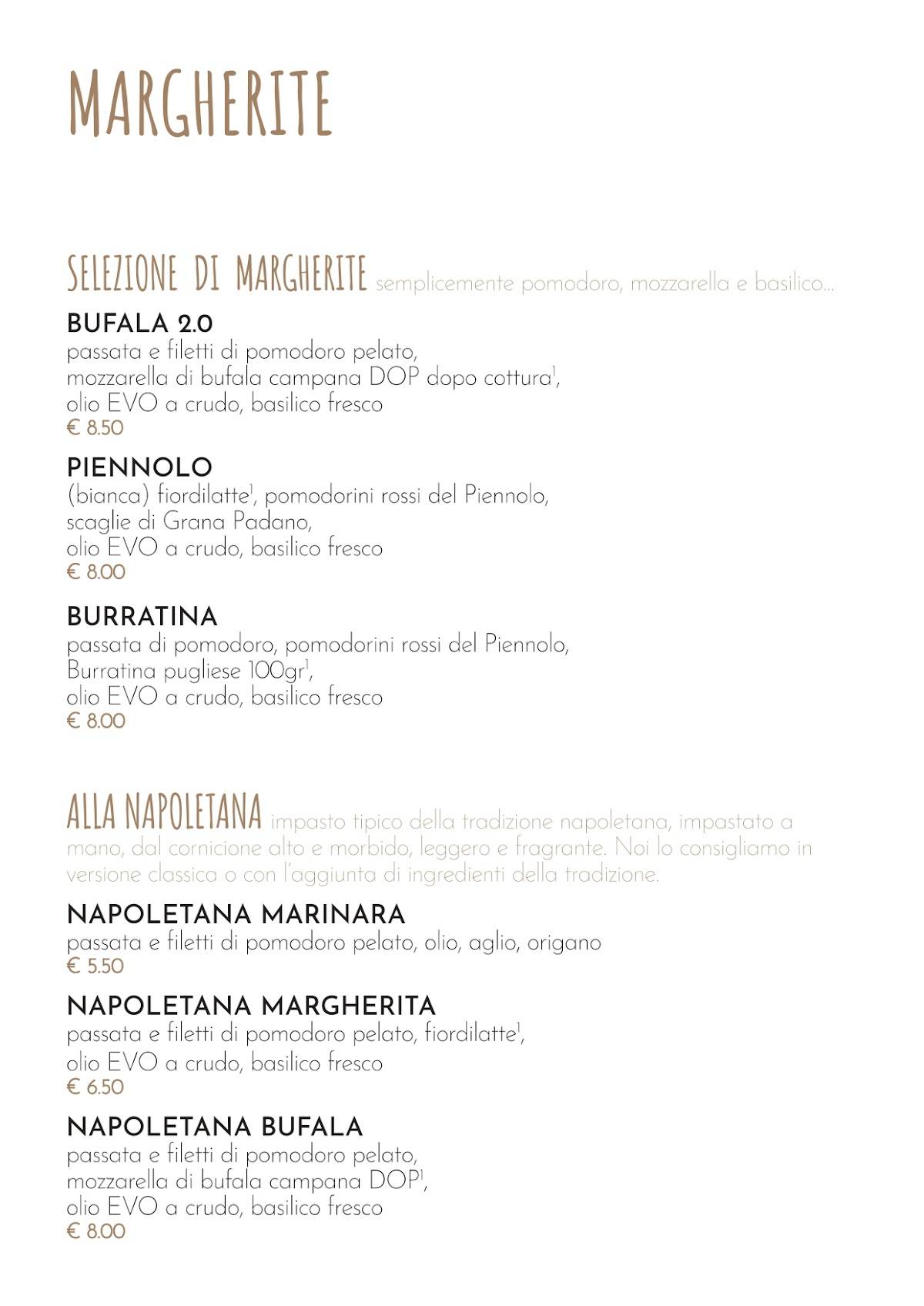 Menu di ALVEOLA' Asolo pizzeria 