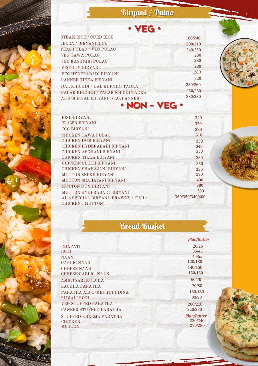 AL's Kitchen and Grill, Orlem, Malad menu