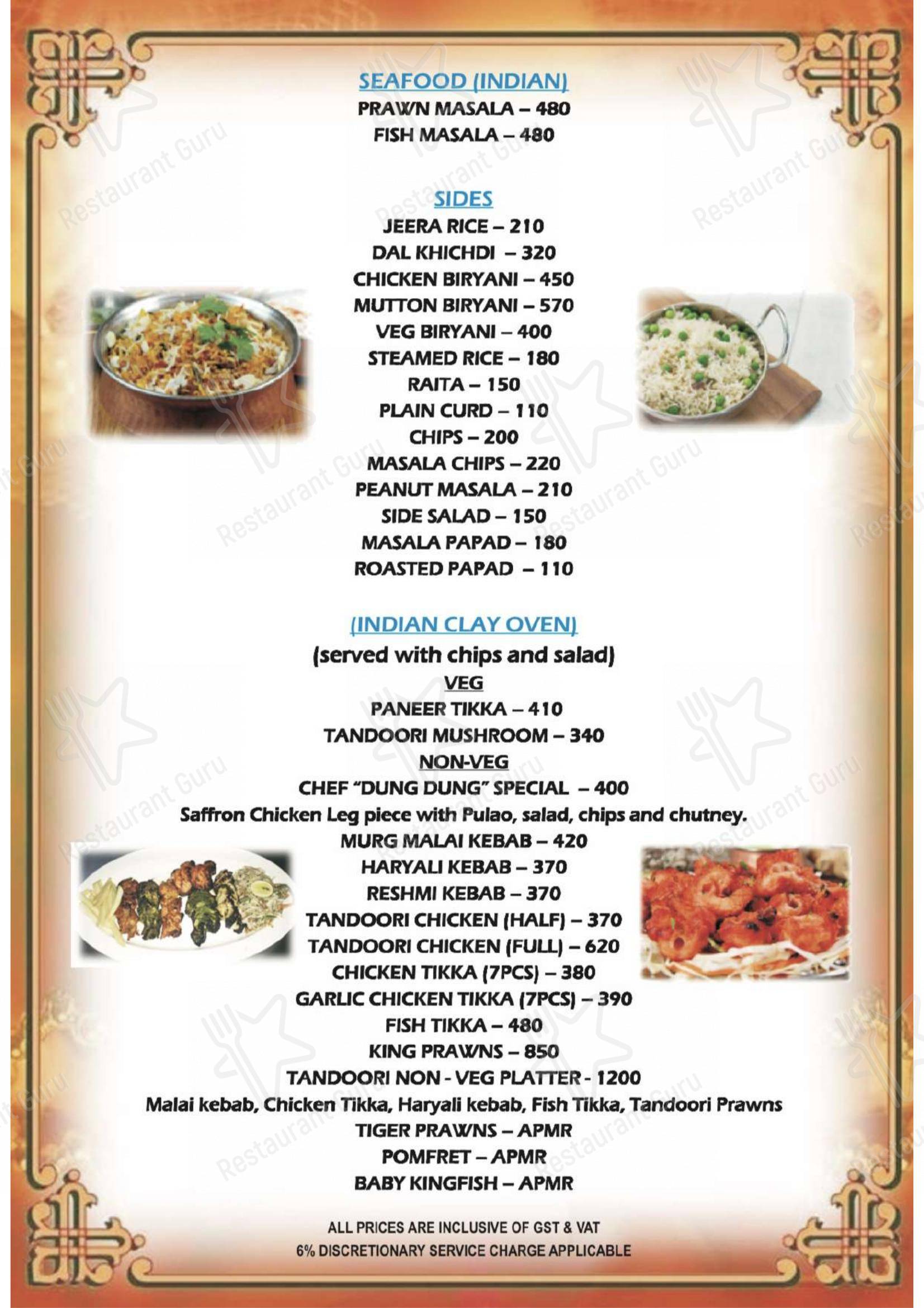 ANGAARA– Bbq Grill & SPORTSBAR - Menu