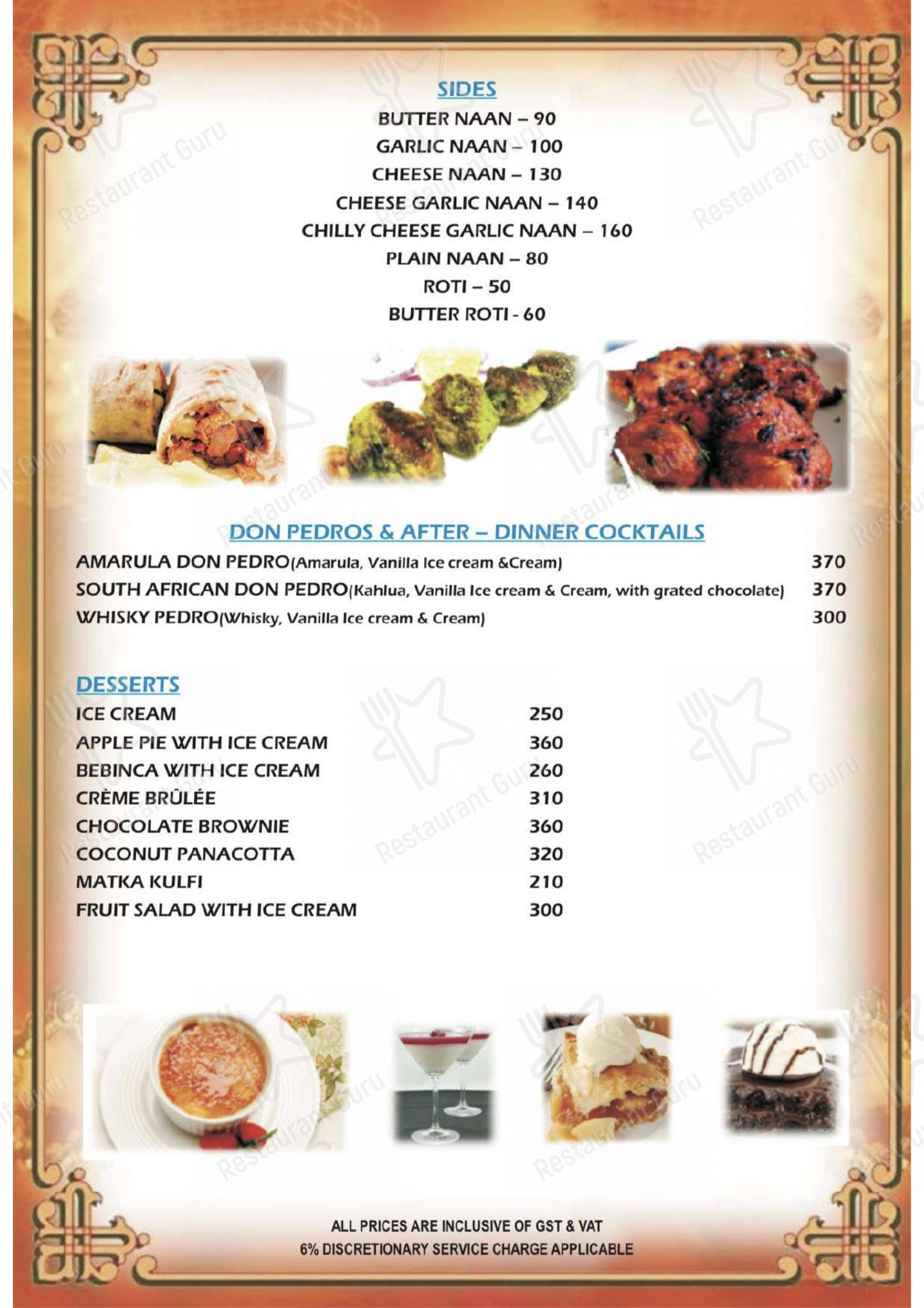 ANGAARA– Bbq Grill & SPORTSBAR - Menu