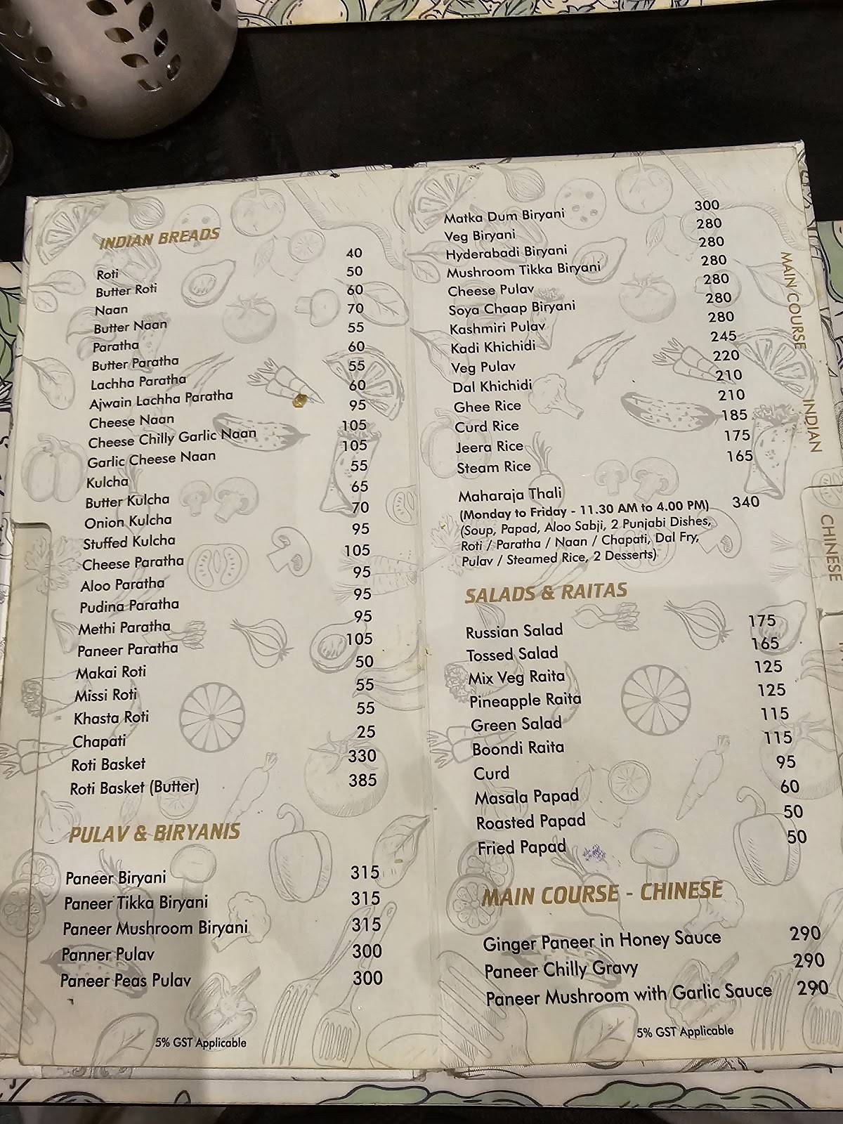 ATITHI VEG menu