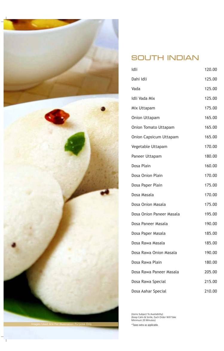 Aahar menu