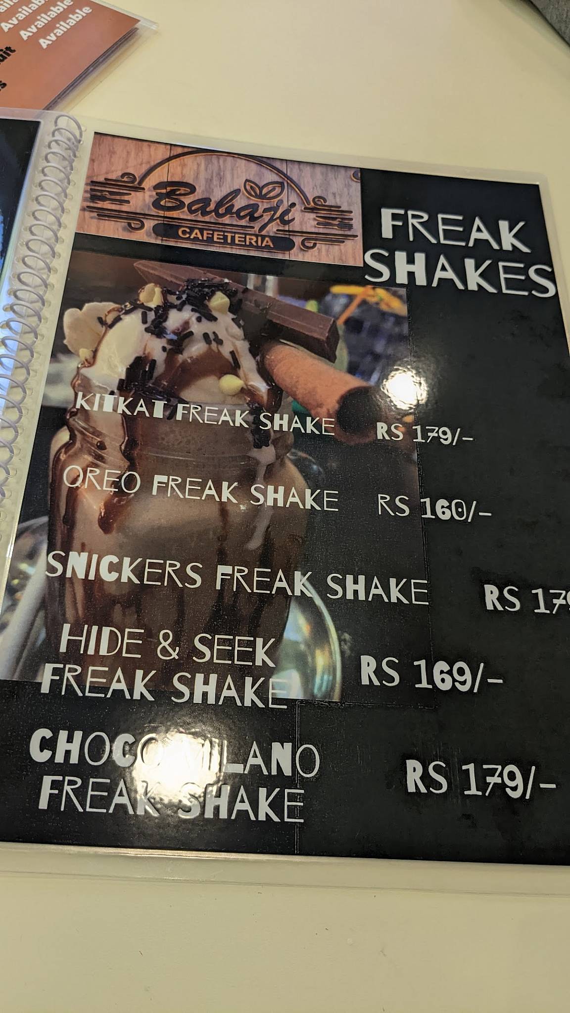 Babaji Cold Drinks menu