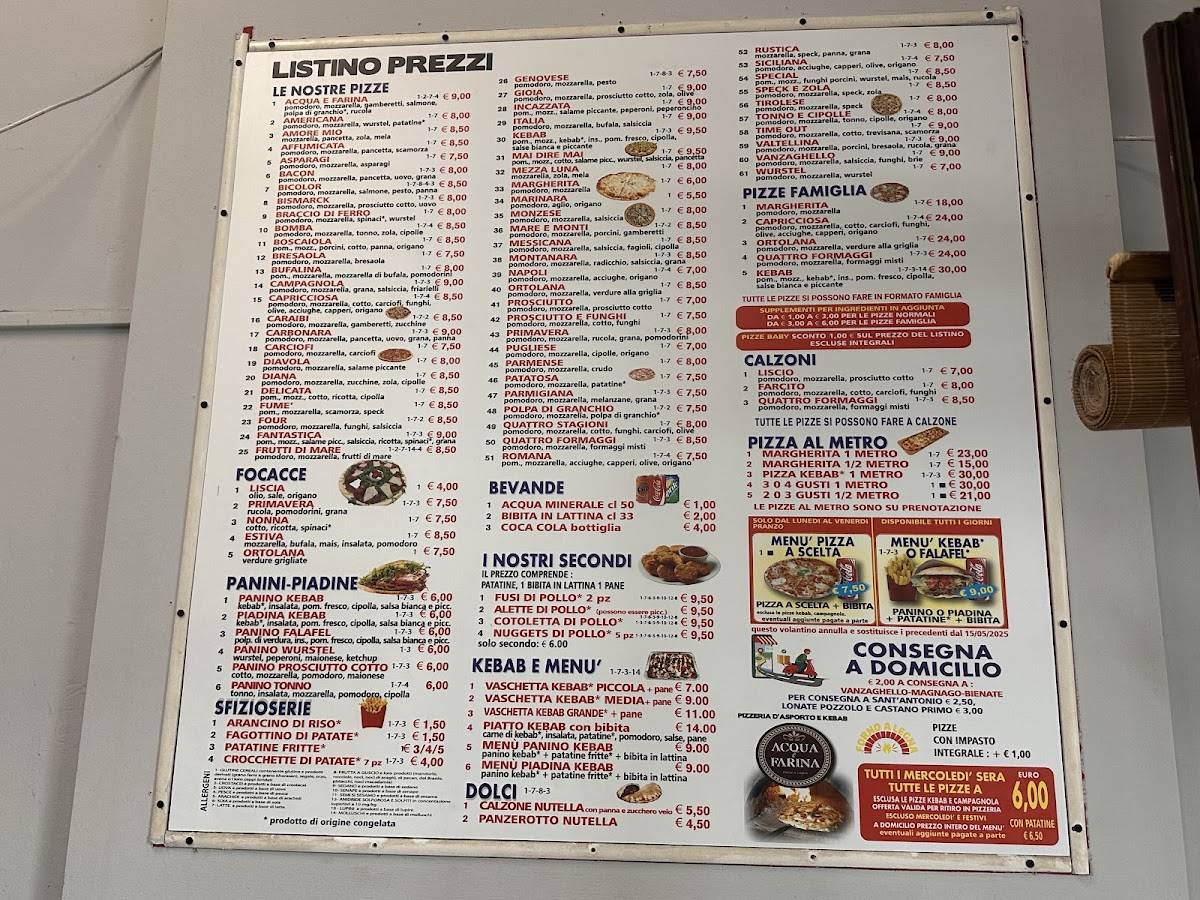 Menu di Acqua e Farina 