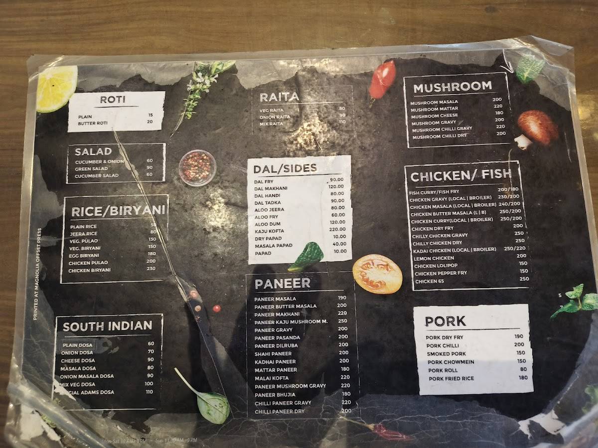 Adam's menu