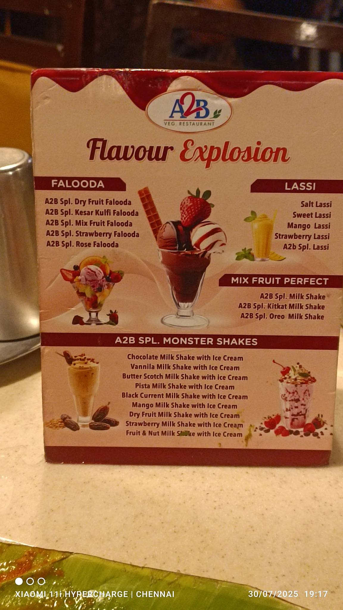 Adyar Ananda Bhavan - A2B menu