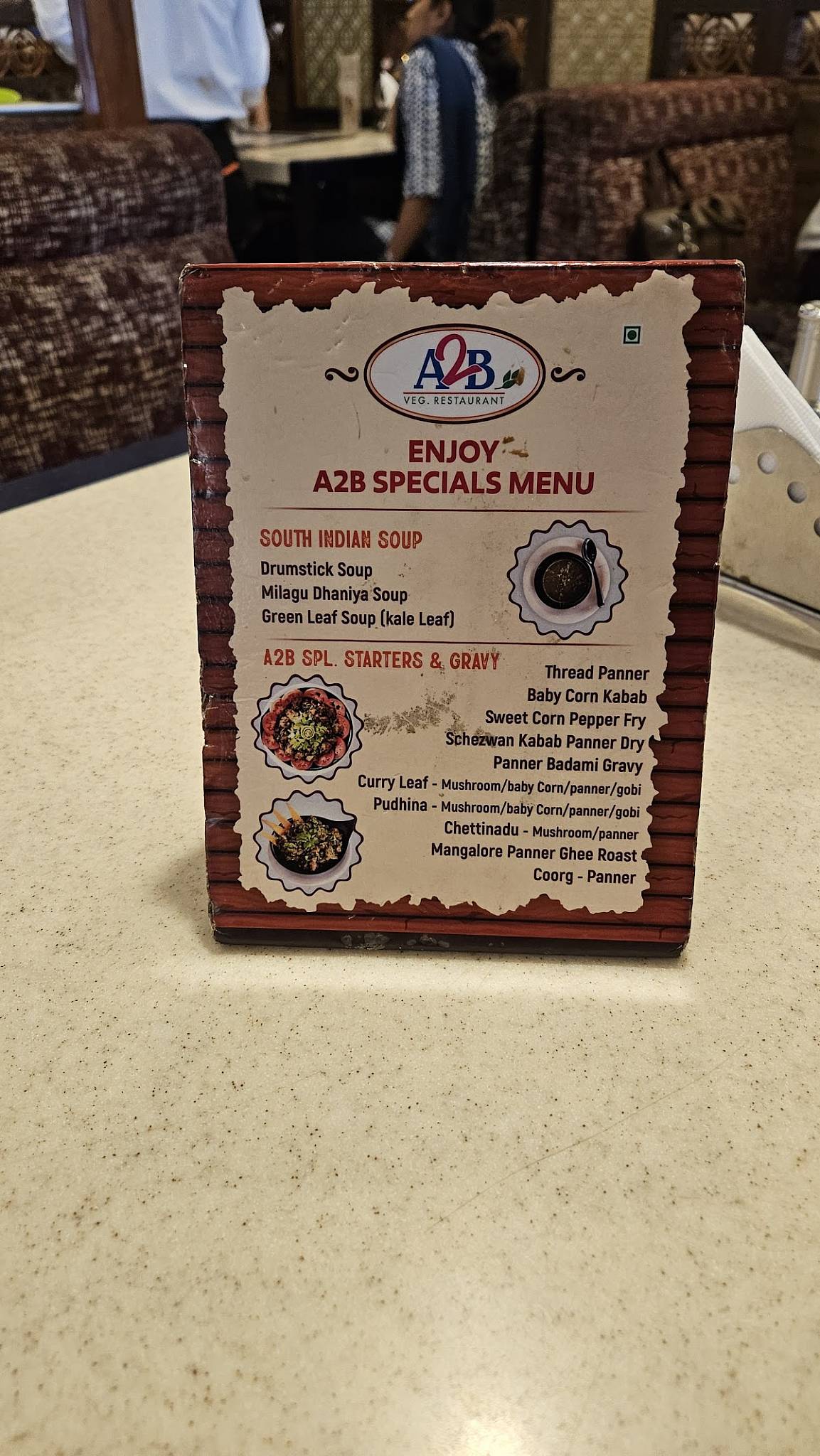 Adyar Ananda Bhavan - A2B menu