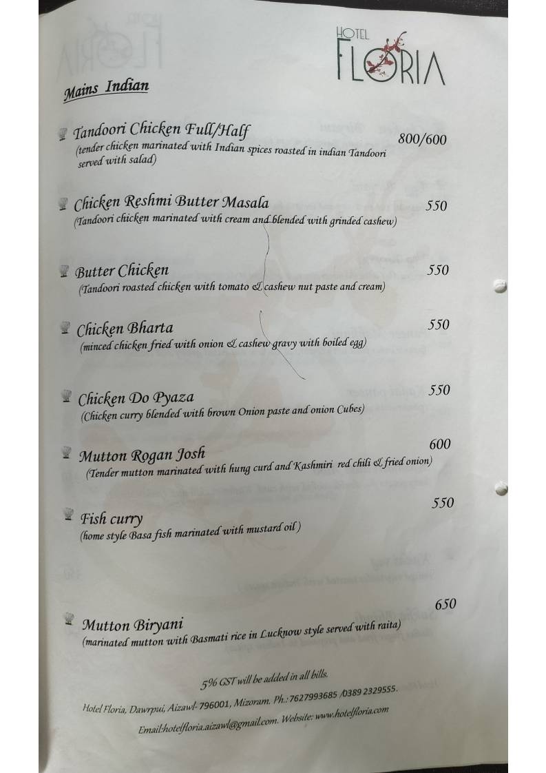 Zamzo Grill & Kitchen Restaurant (Hotel Floria) menu