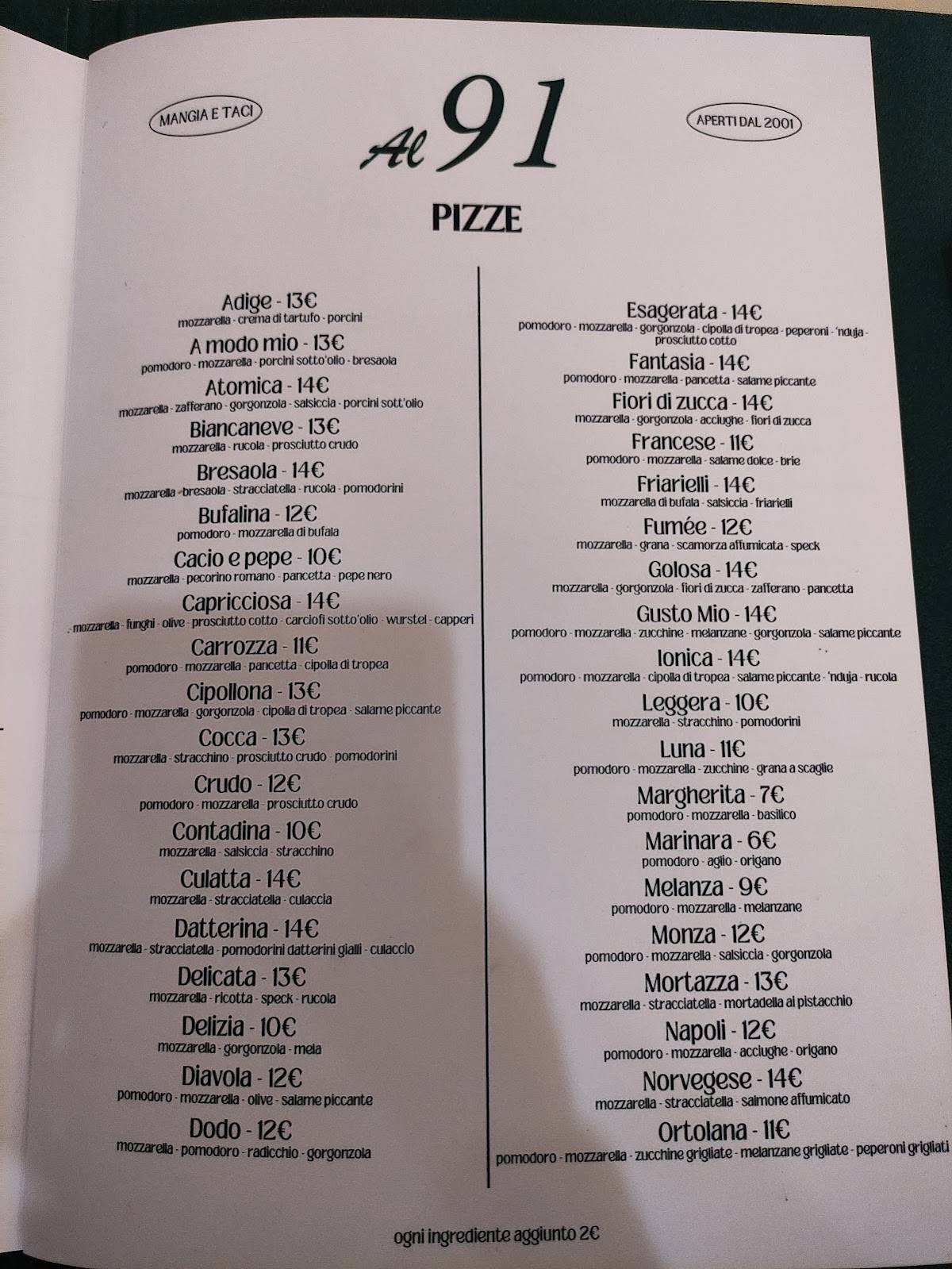Menu di Al 91 