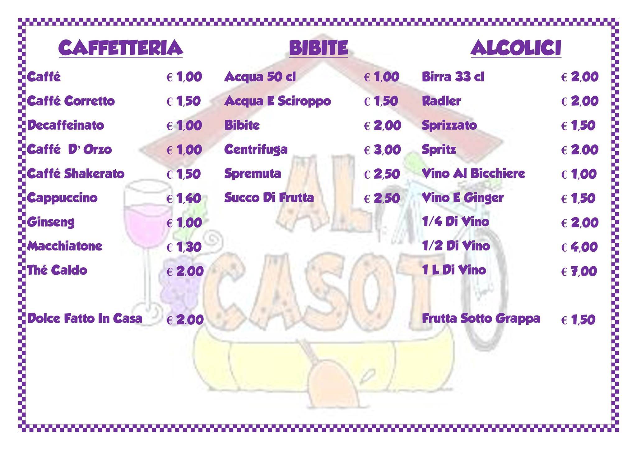 Menu di Agriturismo Al Casot 