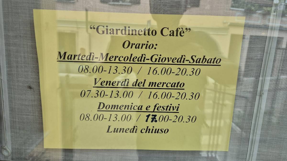 Menu di Trattoria Al Giardinetto 1898 