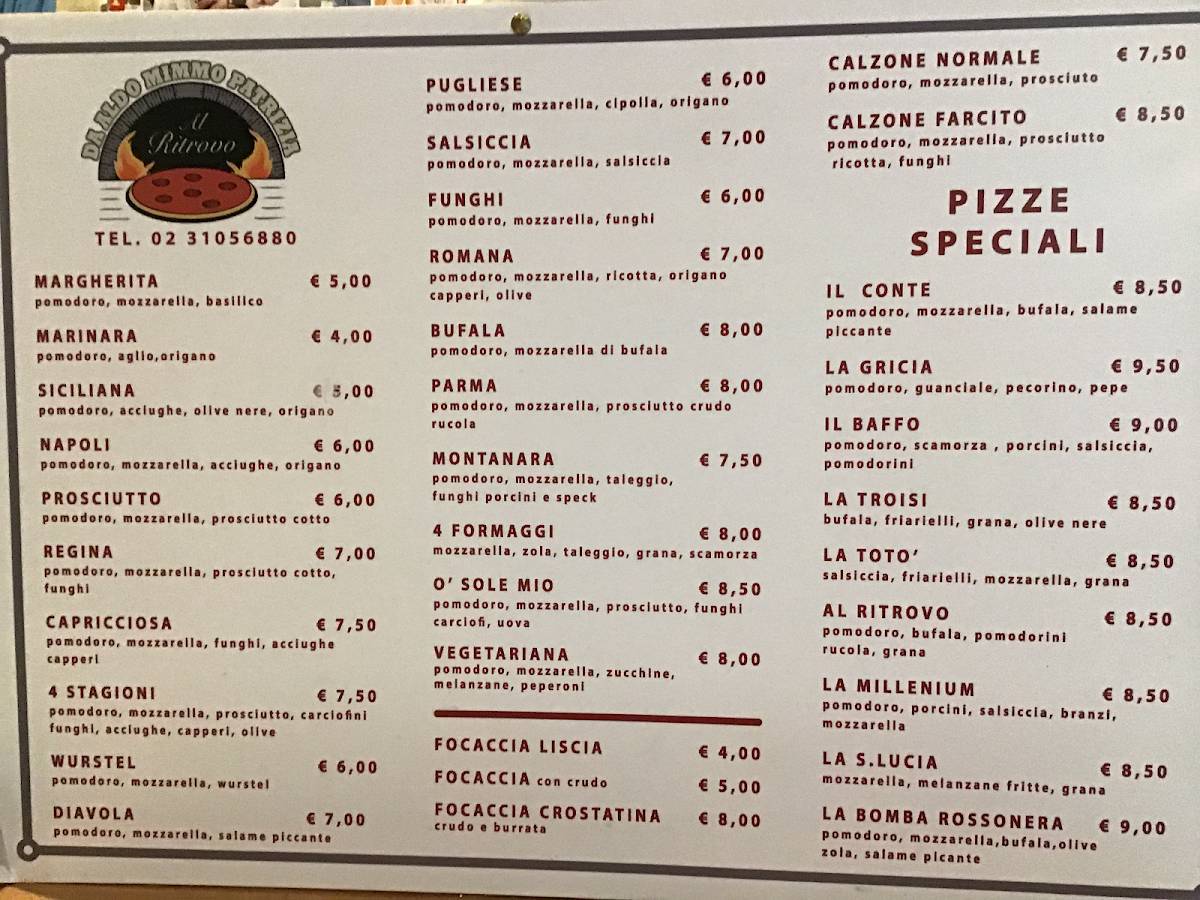 Menu di Al Ritrovo 