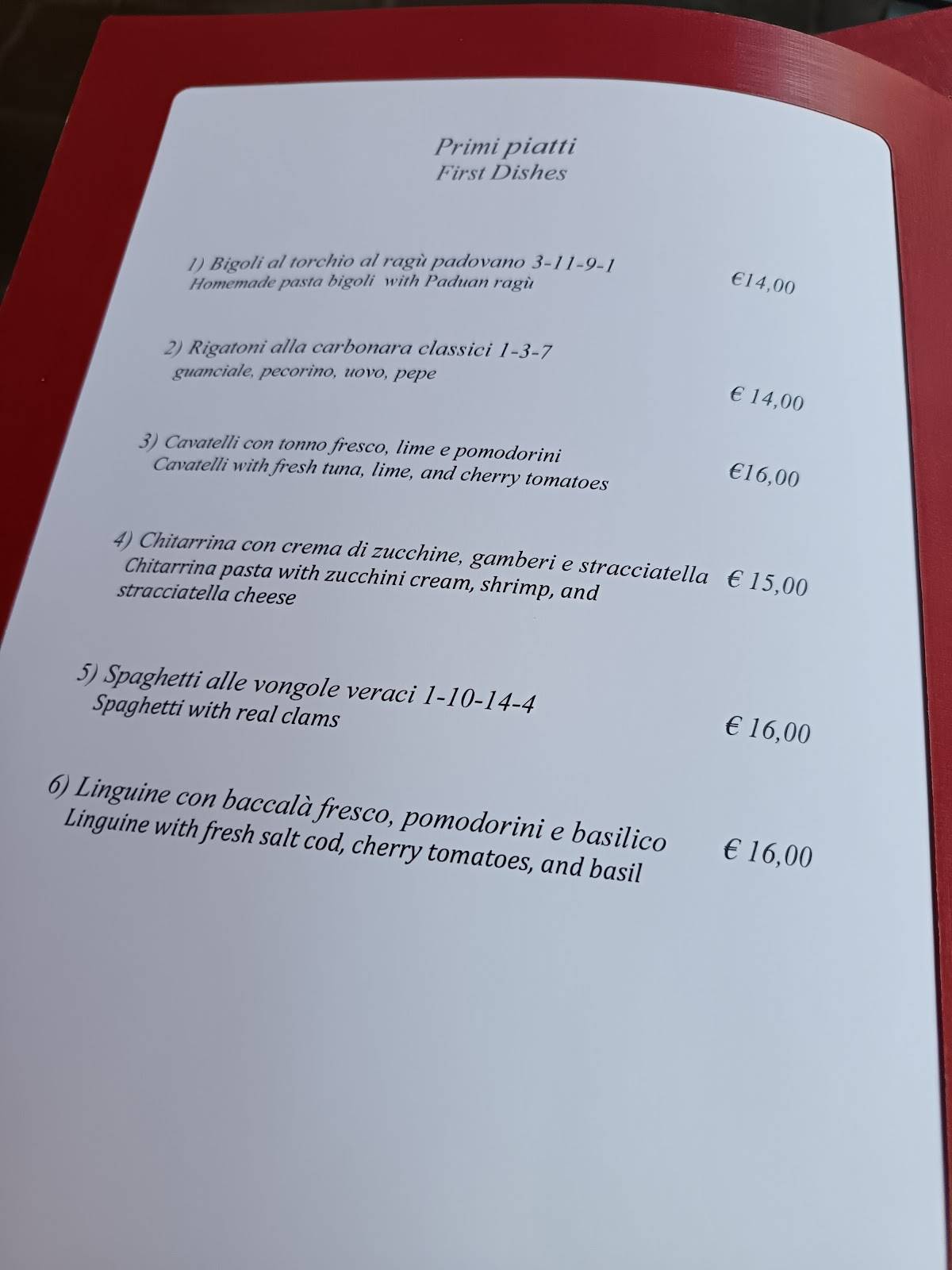 Menu di Al Santo 