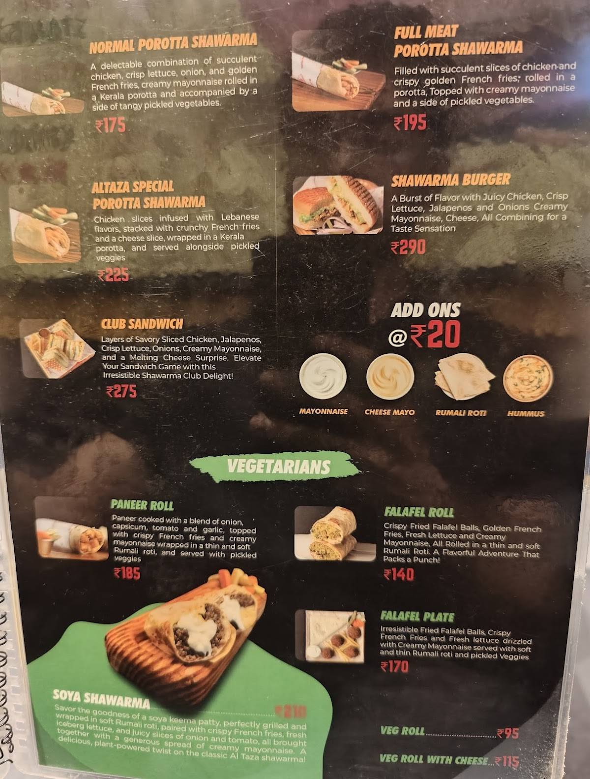 Al Taza - Edappally menu