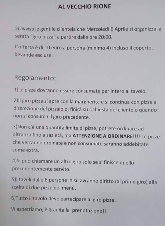 Menu di Al Vecchio Rione 