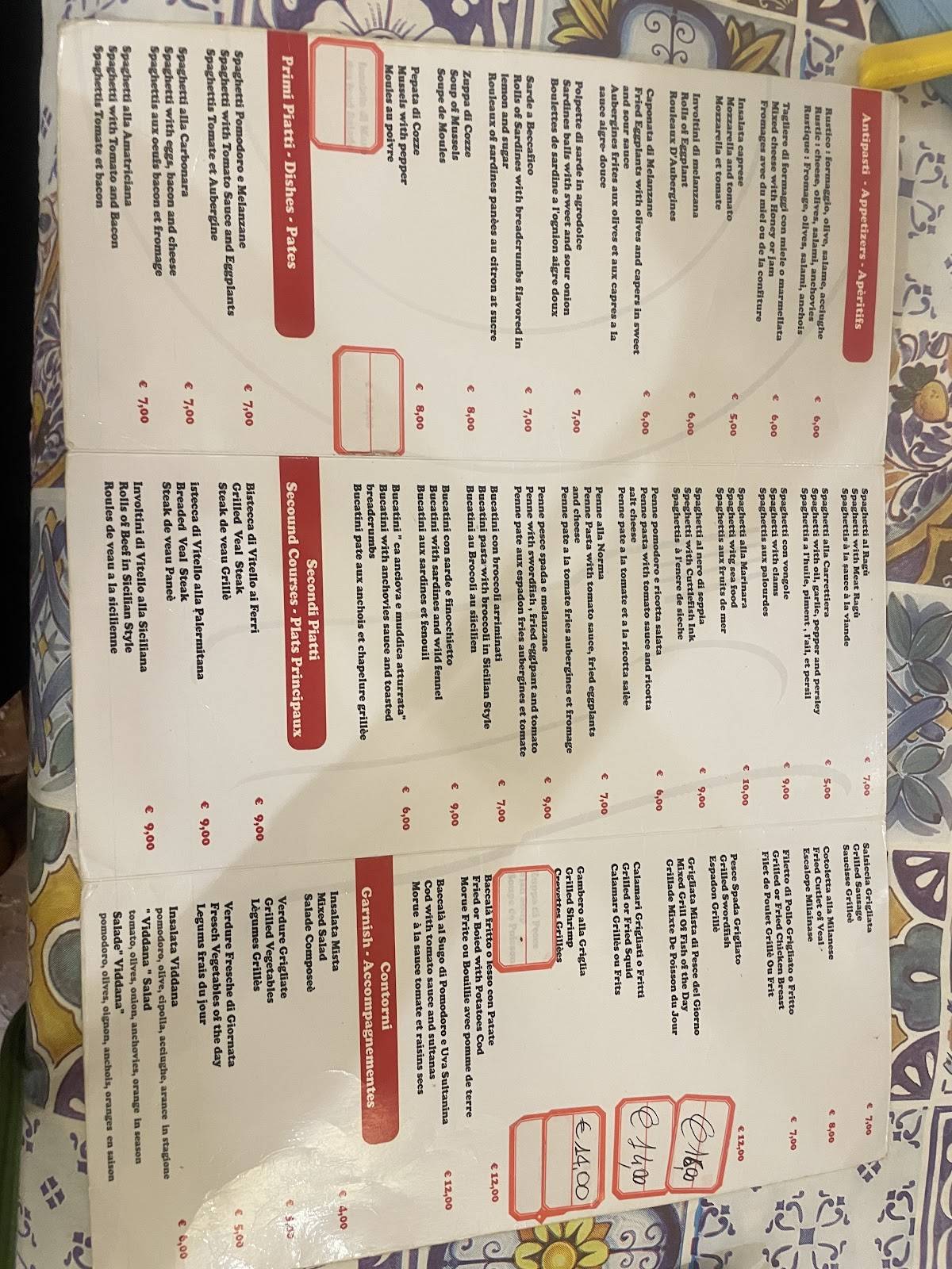 Menu di Al Vecchio Ristoro Del Corso 