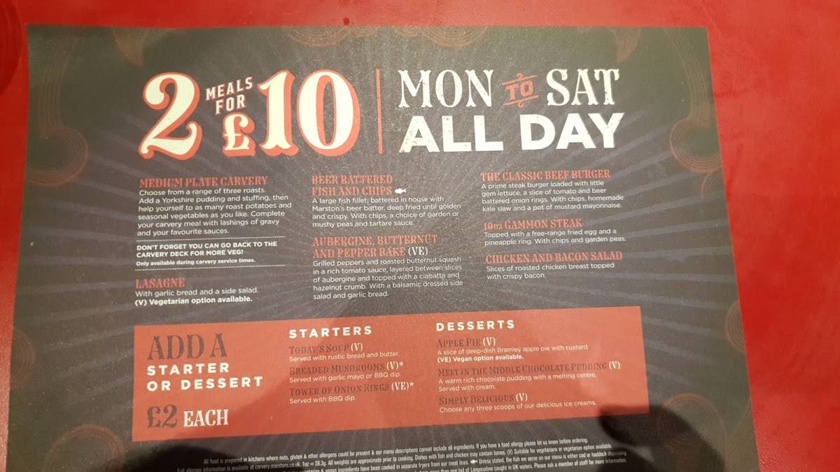 Menu at Alders pub & bar, New Ollerton, Worksop Rd