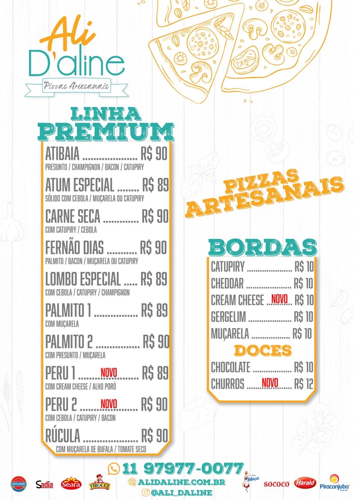 Ali D'aline Pizzaria e Pudinzeria cardápio