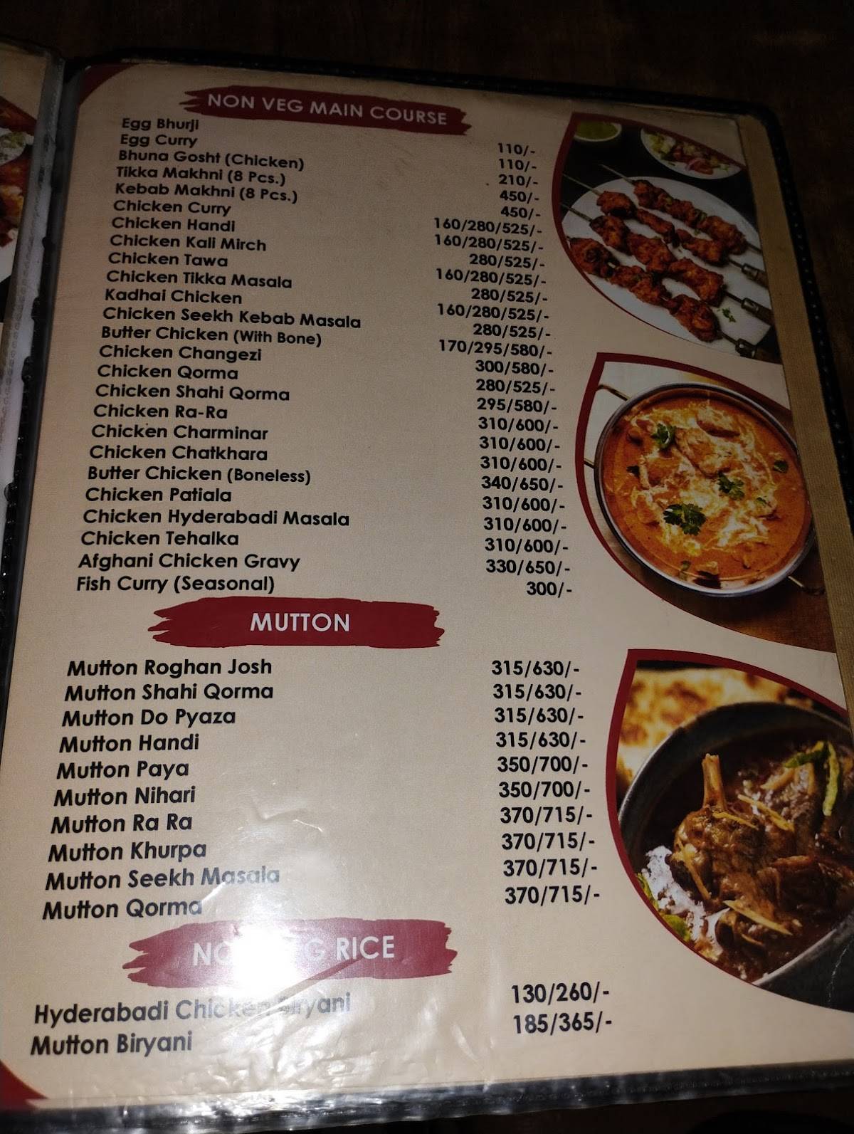 HUNGER HILL RESTAURANT menu