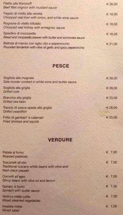 Menu di Alla Collina Pistoiese 