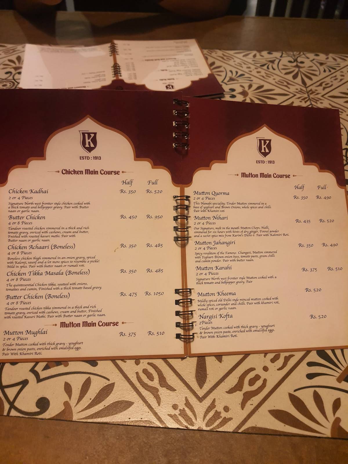 Karims Delhi 6 menu