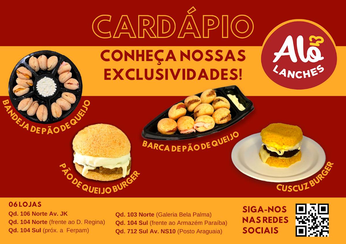 Alô Lanches - Loja 02 - 104 Sul/Ferpam - O melhor cuscuz do universo! Pão de queijo recheado e café feito na hora. cardápio