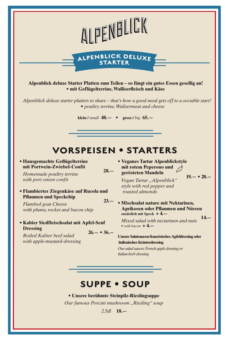 Menu di Alpenblick Bergrestaurant & Hotel 