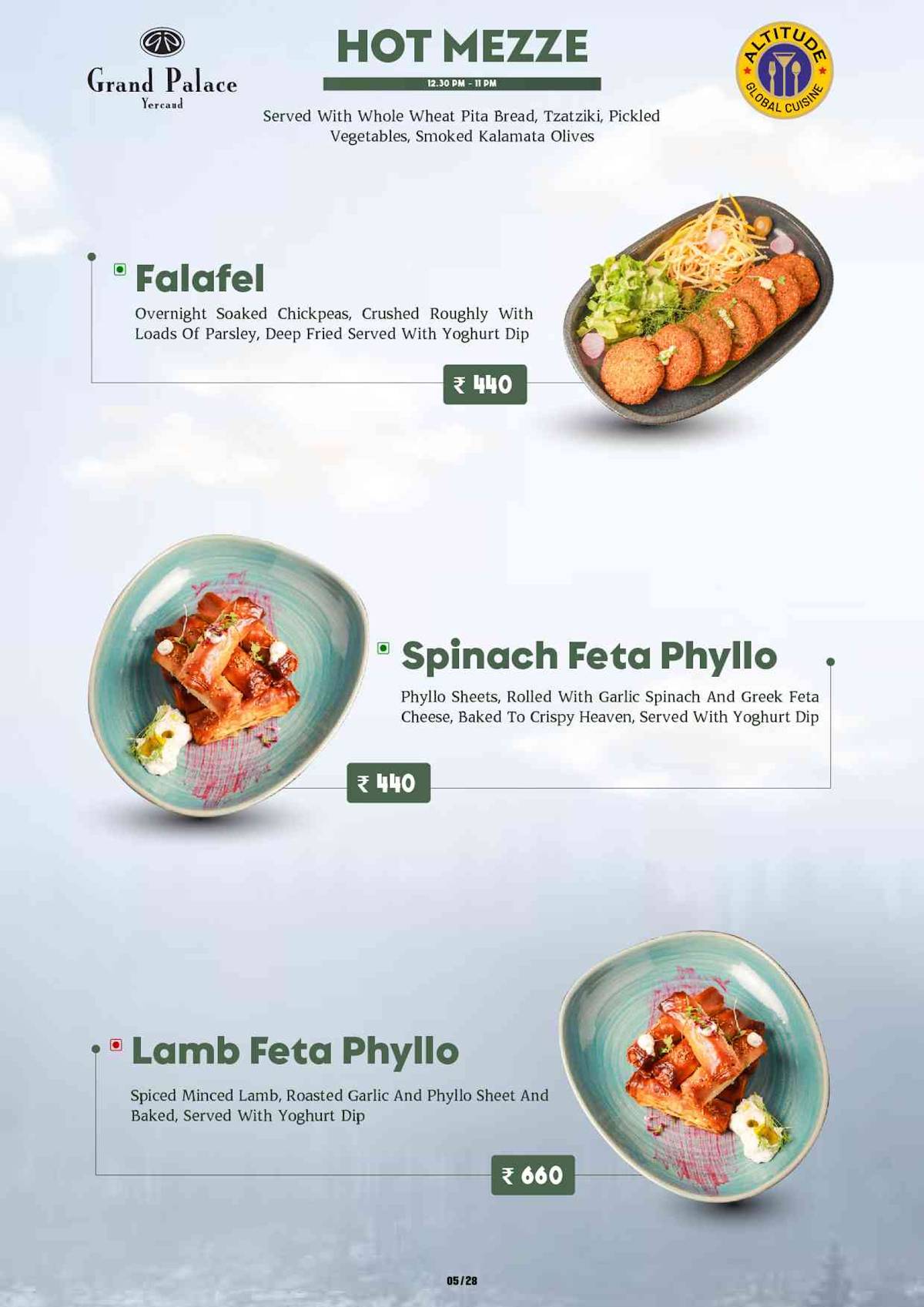 Altitude Global Cuisine Restaurant in Yercaud menu