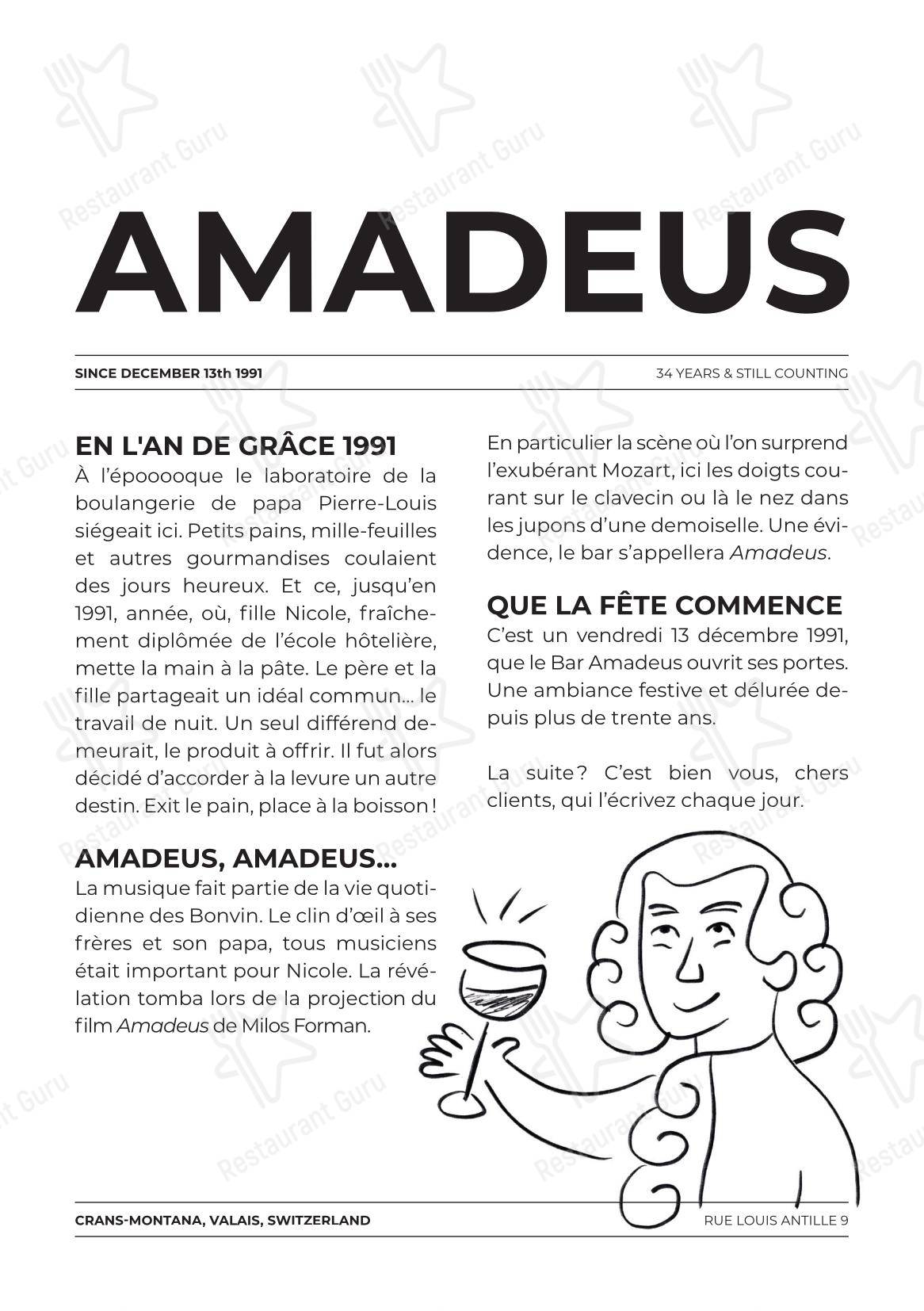 Основное меню per Amadeus Bar pub & bar