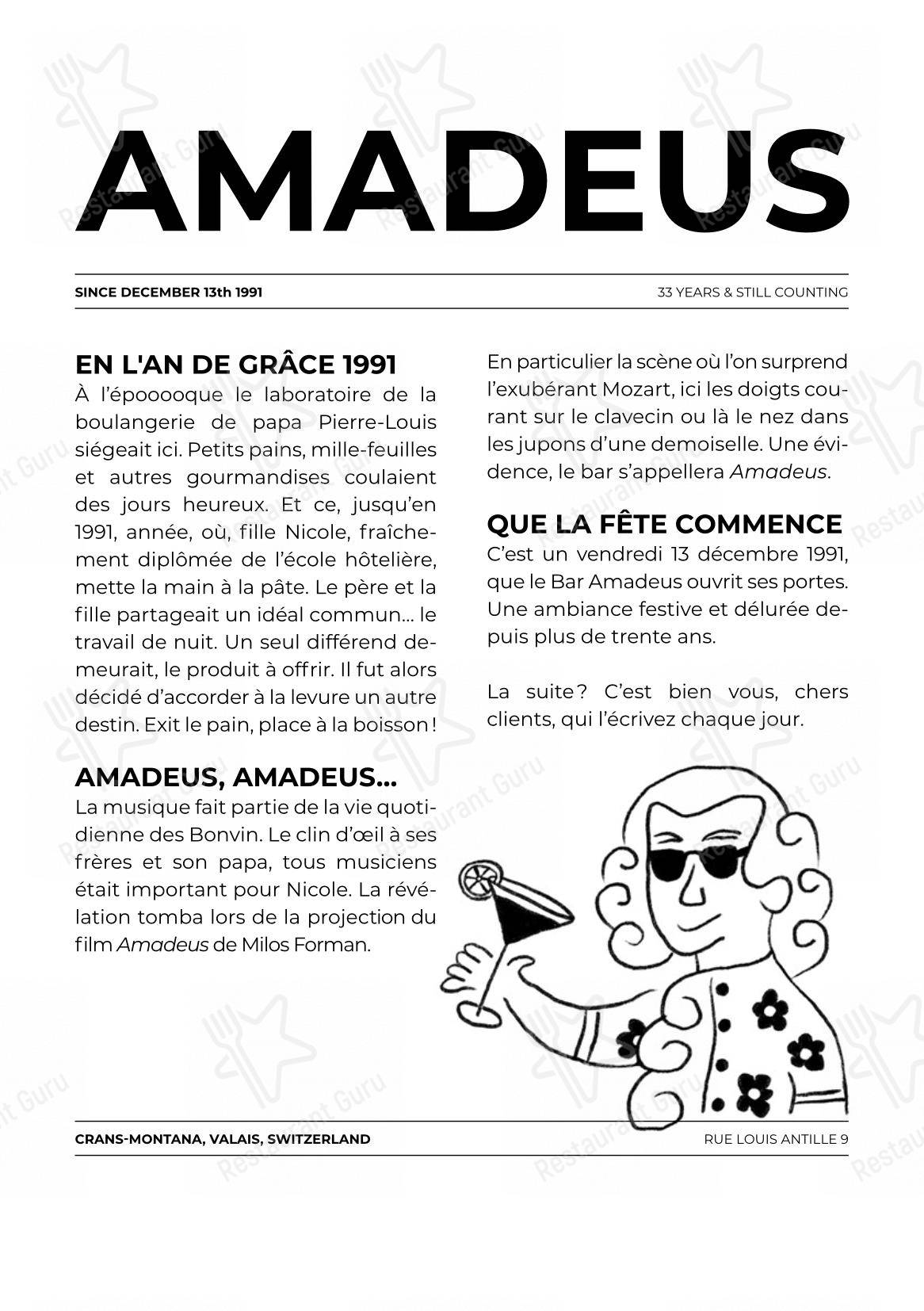 Menu di Amadeus Bar - Menu