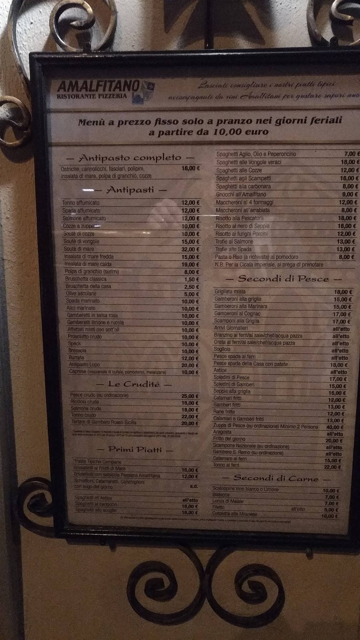 Menu di Amalfitano 
