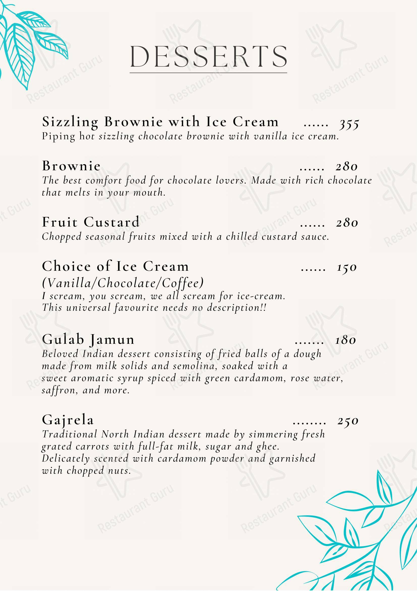 Menu for Ambar Fine Dine Restaurant in Alwar