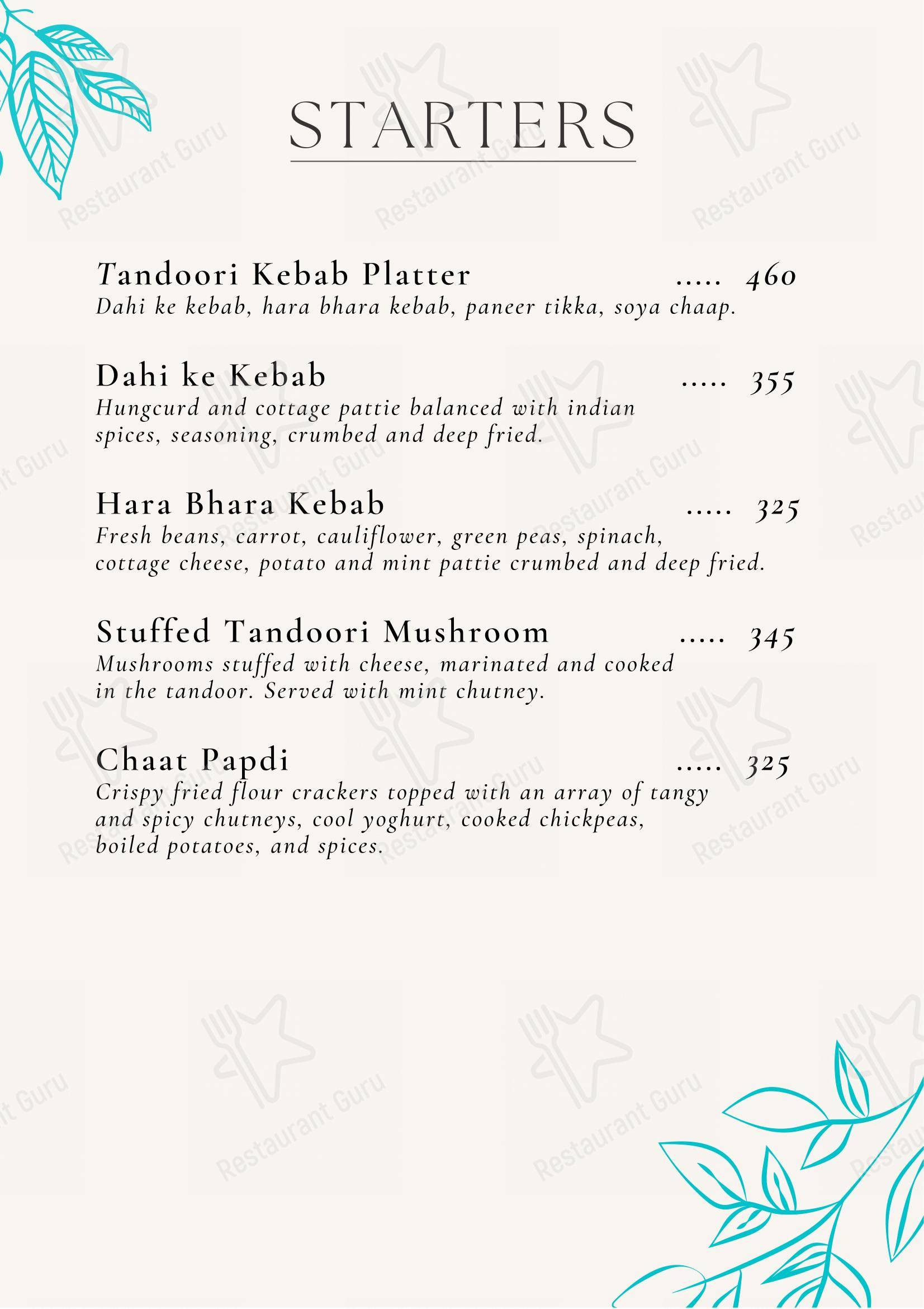 Ambar Fine Dine Restaurant - Menu