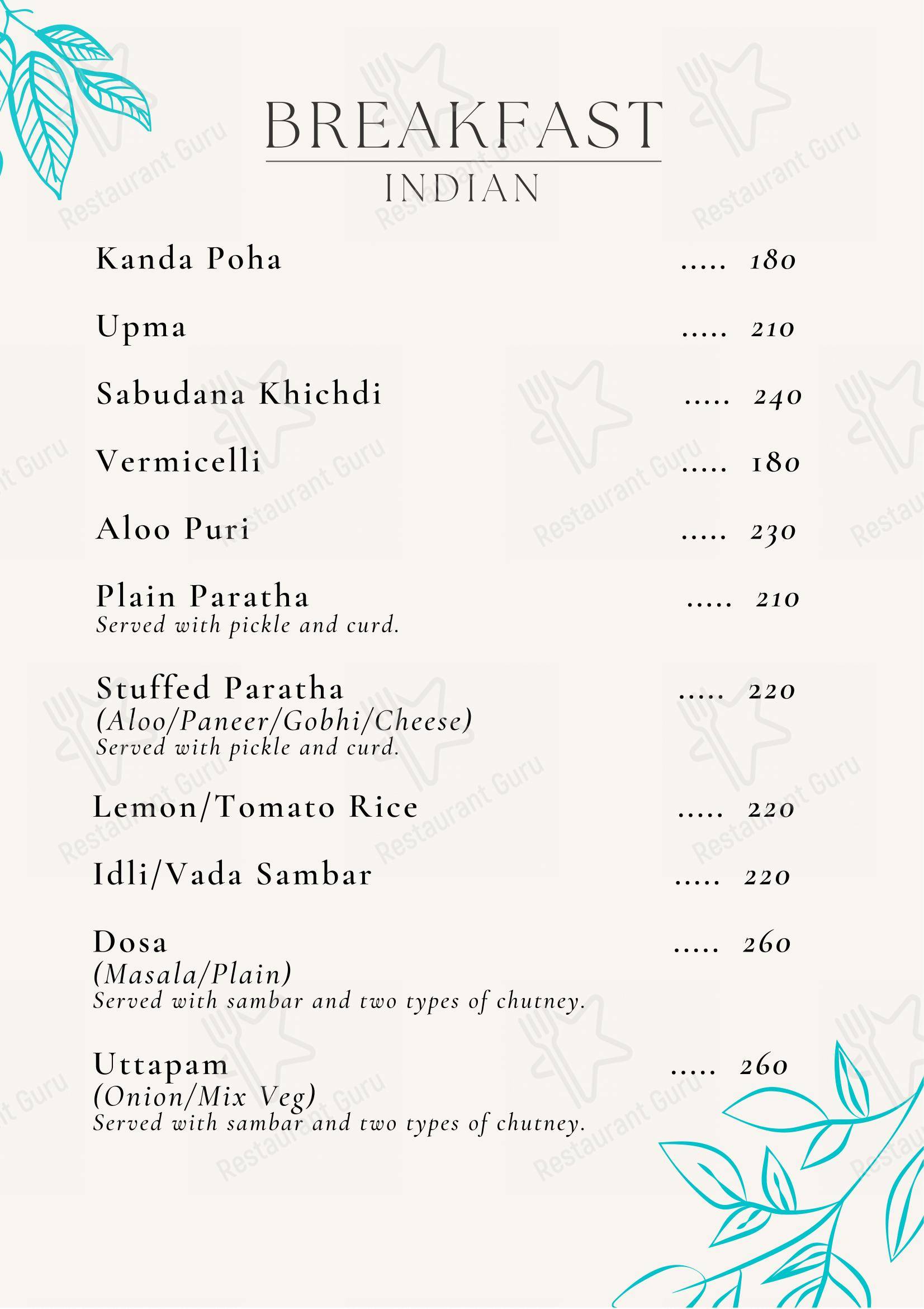 Ambar Fine Dine Restaurant in Alwar - Menu