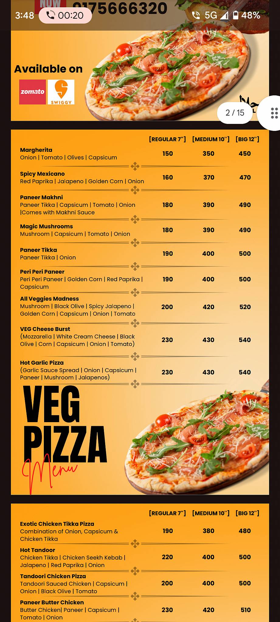 ROADSIDE CAFE menu