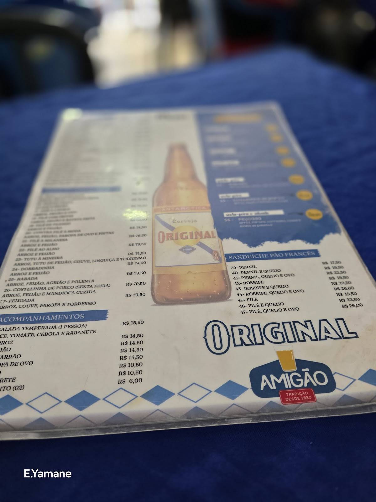 Amigão cardápio